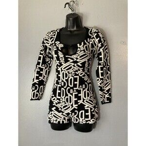 Blanc Clothing black and white knit romper medium